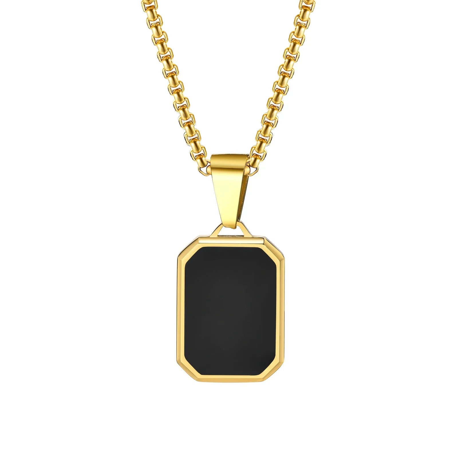 Simple Geometric Pendant Necklaces for Men Women Rectangle Stainless Steel Jewelry Cadenas Para Hombre Collares Para Mujer - Ellianto fashion Men's
