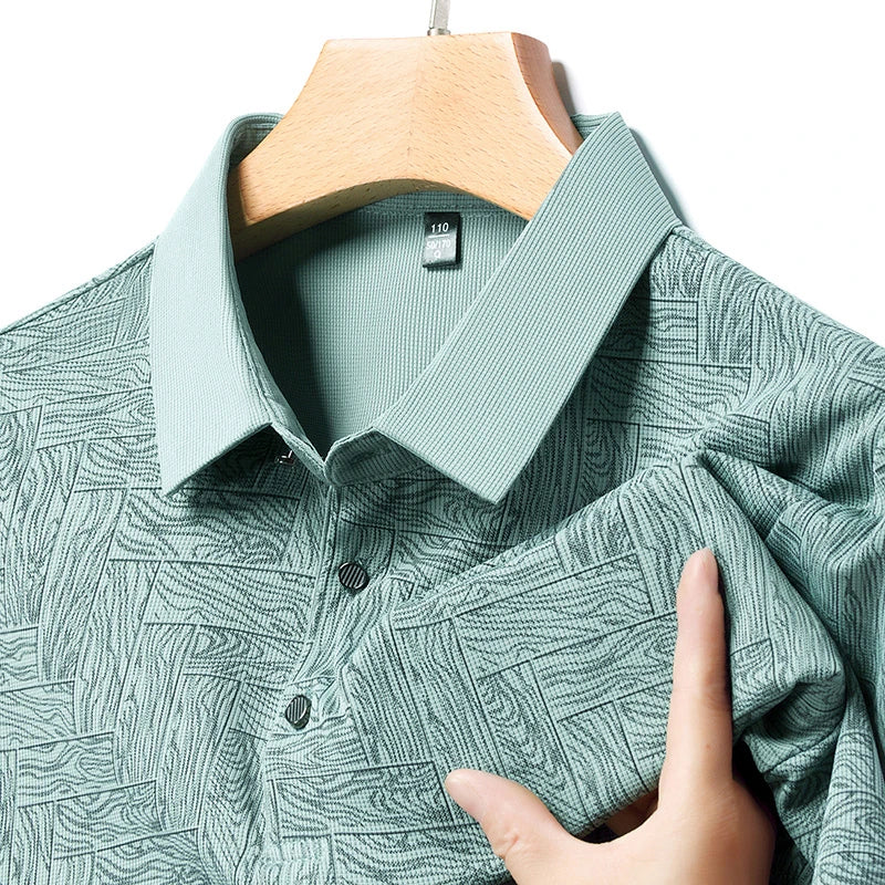 2025Summer New Men's Business Print Short Sleeved POLO Shirt Comfortable and Cool Casual Fashion T-shirt - Ellianto fashion Men's