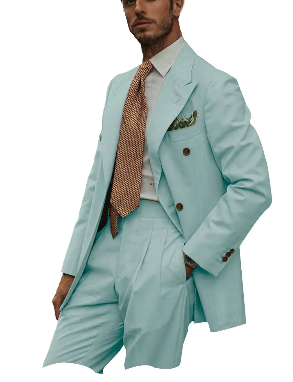 New Solid Color Linen Men's Suit 2 Pieces Fashion Business Casual Summer Elegant Prom Wedding Groom Tuxedos High Quality Suits - Ellianto fashion Men's