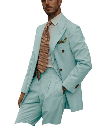 New Solid Color Linen Men's Suit 2 Pieces Fashion Business Casual Summer Elegant Prom Wedding Groom Tuxedos High Quality Suits - Ellianto fashion Men's
