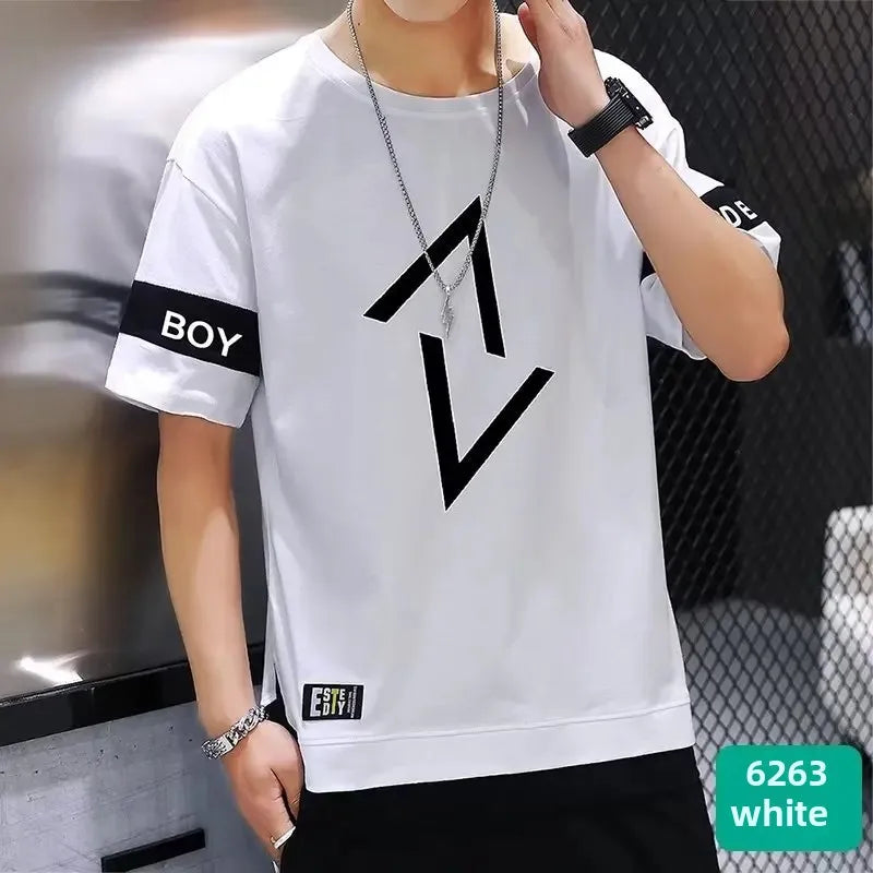 Men's Summer Thin Short Sleeve Casual Trousers Sport Suit Loose Fit Half Sleeve Tee Shirt One Set Chinese Mainland Origin - Ellianto fashion Men's