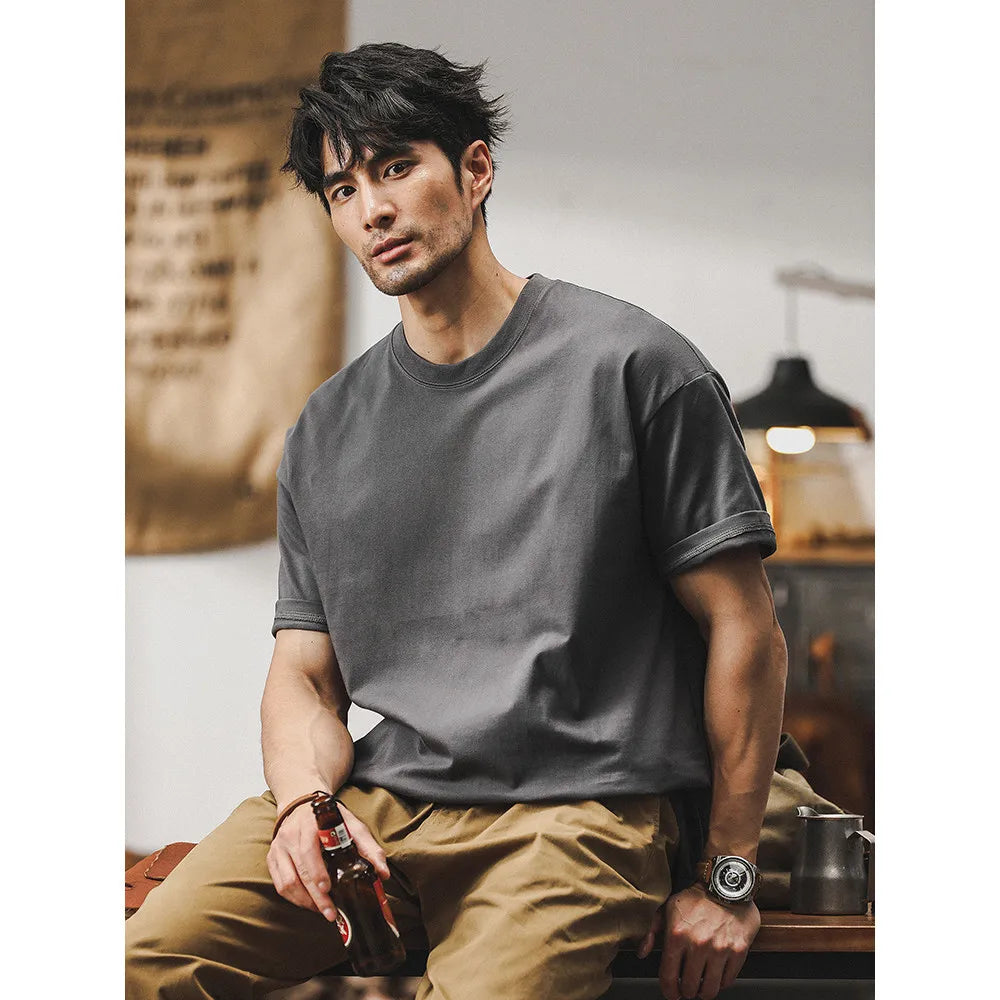 100% Cotton Solid Color White T-shirt Men's Summer 2025 New High quality Short Sleeve Tee Loose Casual Black Tops mens clothing