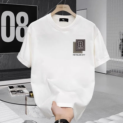 Printed T-shirt Men's Short sleeve 2025 summer loose fashion brand letter half sleeve Breathable Body shirt 100% cotton top - Ellianto fashion Men's