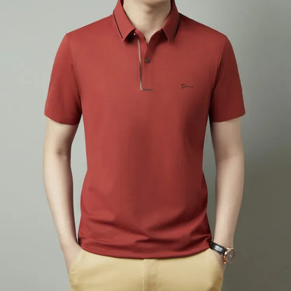 Men's New Polo Shirt Seamless Premium Luxury Cool Fabric Business Casual Golf Slim Fit Blouse Collar T-shirt - Ellianto fashion Men's
