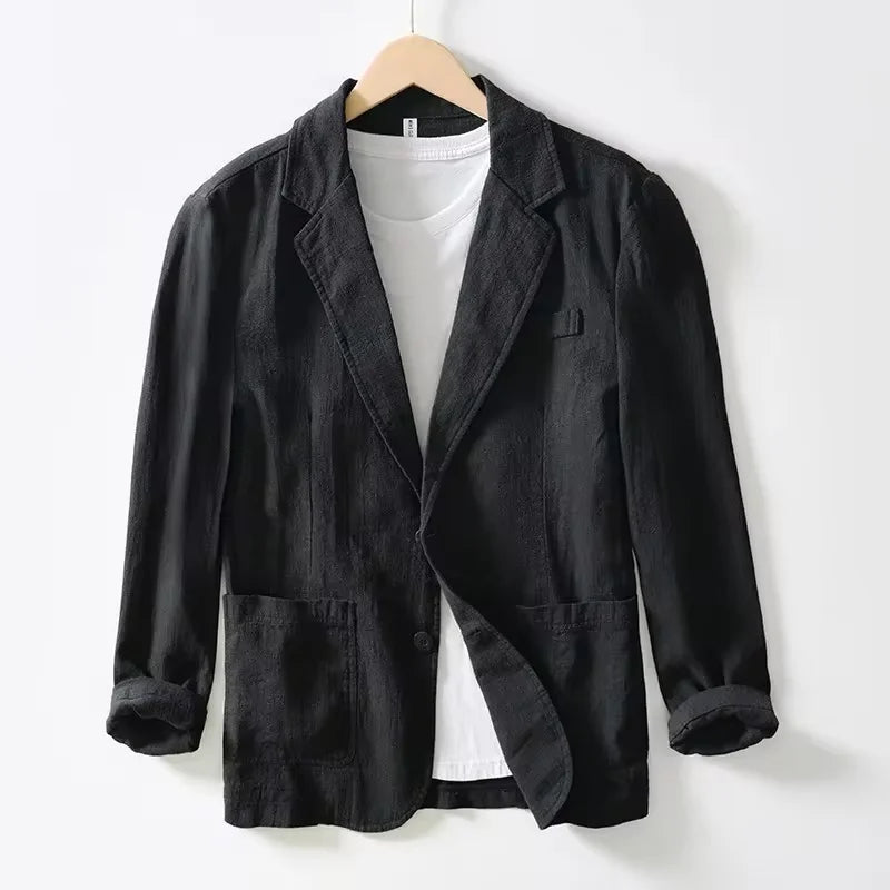 Man Blazer Thin Linen Blazer Mens Summer White Single Suit For Men Cotton Sunscreen Blazer Jacket Men Slim Fit Casual 2025 New - Ellianto fashion Men's