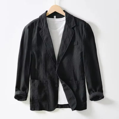 Man Blazer Thin Linen Blazer Mens Summer White Single Suit For Men Cotton Sunscreen Blazer Jacket Men Slim Fit Casual 2025 New - Ellianto fashion Men's