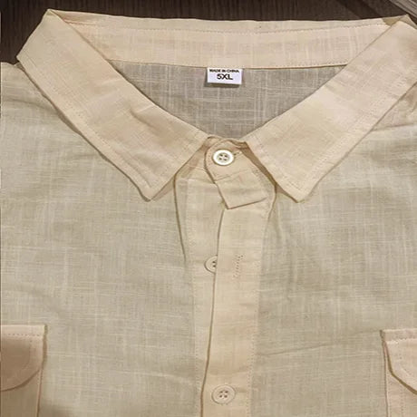 Shirts for Men Handmade Shirt Man Double Pocket Shirt Short Sleeve Men Shirt Linen Shirts for Men Men Cotton Shirt Short Sleeve - Ellianto fashion Men's