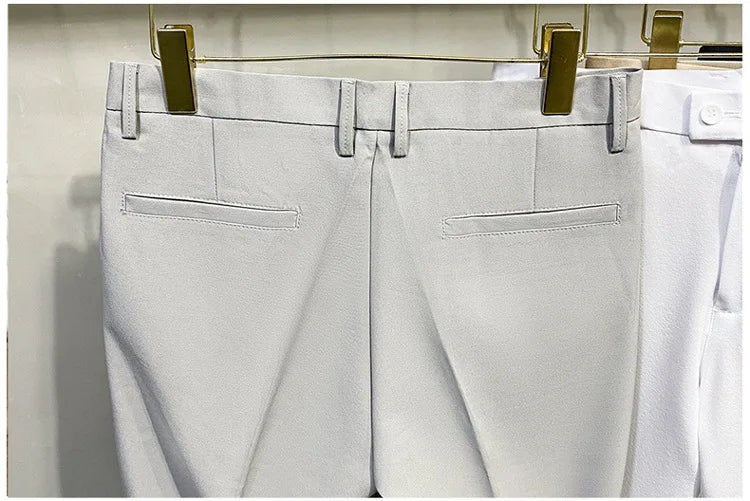 Men's Business Casual Pants Long Trousers Spring Summer Youth Slim Fit Suit Pants Spring Small Foot No Ironing Thin Pants - Ellianto fashion Men's