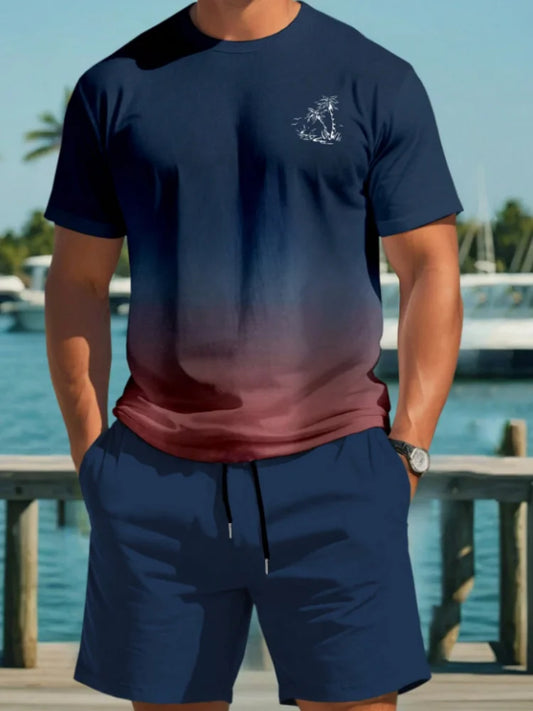 Set Men's Short Sleeve Shorts Set Hawaiian Fashion Suit Summer Casual Outdoor Beach 2pcs Men Clothing Male - Ellianto fashion Men's