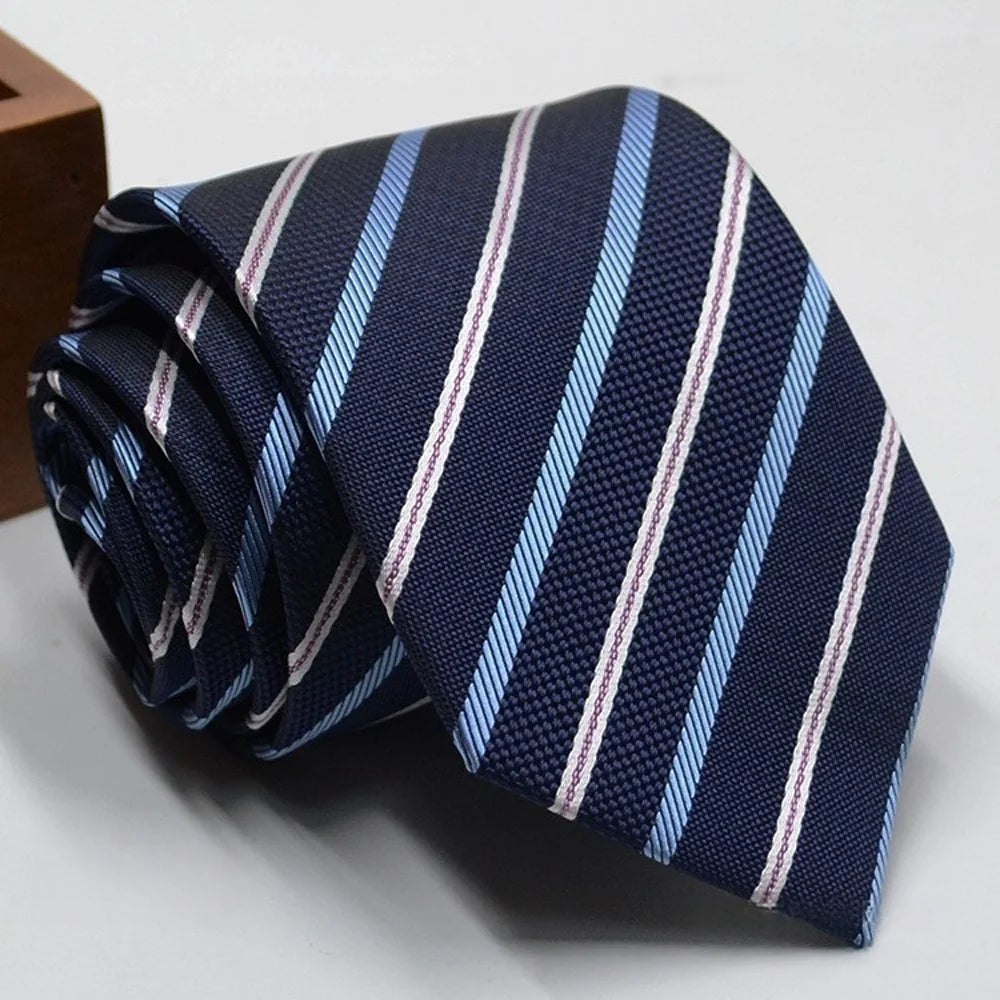 Classic Stripe Necktie Men Business Formal Wedding Tie 8cm Blue Black Pink Red Neck Ties Fashion Shirt Dress Accessories - Ellianto fashion Men's