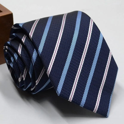 Classic Stripe Necktie Men Business Formal Wedding Tie 8cm Blue Black Pink Red Neck Ties Fashion Shirt Dress Accessories - Ellianto fashion Men's