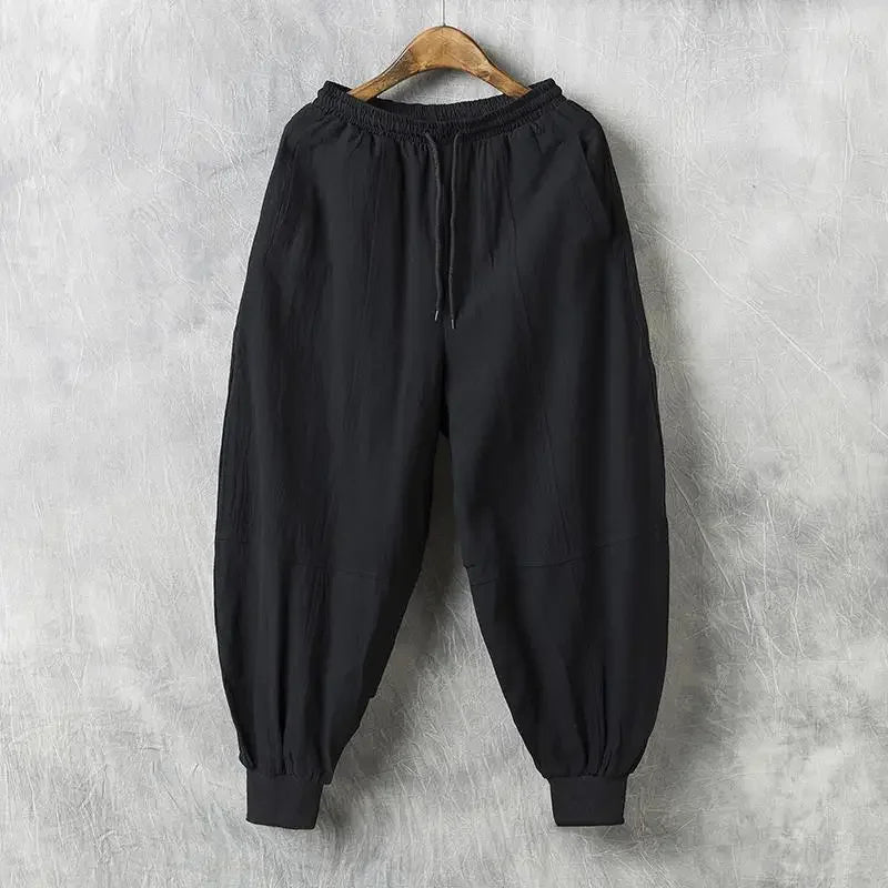 Autumn Men's Linen Casual Pants Loose-fit Trendy Bloomers - Ellianto fashion Men's