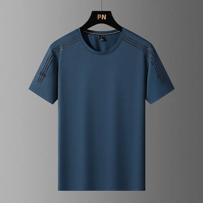 Summer Printed Ice Silk Men's T-shirt Sport Casual Running Fitness Breathable Short Sleeve Large Size Quick Dry Top - Ellianto fashion Men's