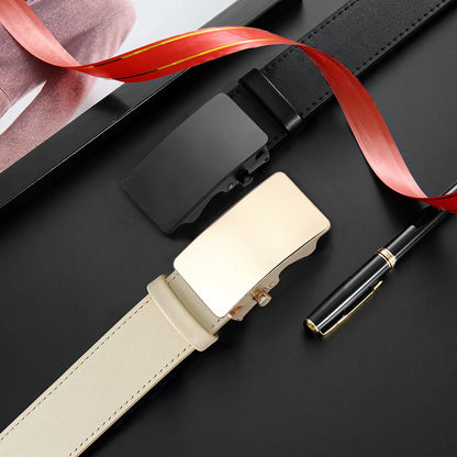 Men's Premium Leather Smooth Ratchet Business Belt Men's Dress and Casual Daily Adjustable Buckle, Tailor-made - Ellianto fashion Men's