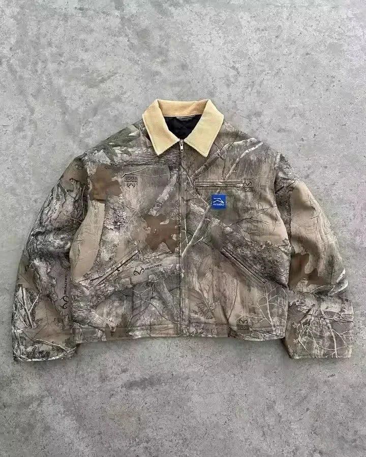 Streetwear Vintage Camouflage Jacket Y2K Clothes Men Women Hip Hop Alphabet Patch Embroidery Oversized Jackets Casual Rock Coats - Ellianto fashion Men's