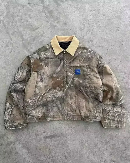 Streetwear Vintage Camouflage Jacket Y2K Clothes Men Women Hip Hop Alphabet Patch Embroidery Oversized Jackets Casual Rock Coats - Ellianto fashion Men's
