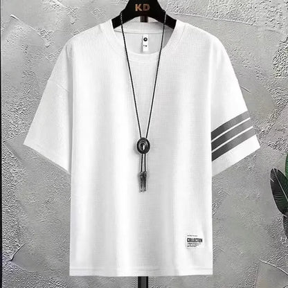 Casual Sportswear Set for Men Summer Trendy Loose Short Sleeve T-Shirt And Handsome Shorts Two Piece Set Comfortable Breathable - Ellianto fashion Men's