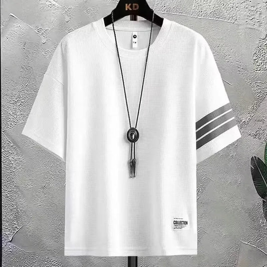 Casual Sportswear Set for Men Summer Trendy Loose Short Sleeve T-Shirt And Handsome Shorts Two Piece Set Comfortable Breathable - Ellianto fashion Men's