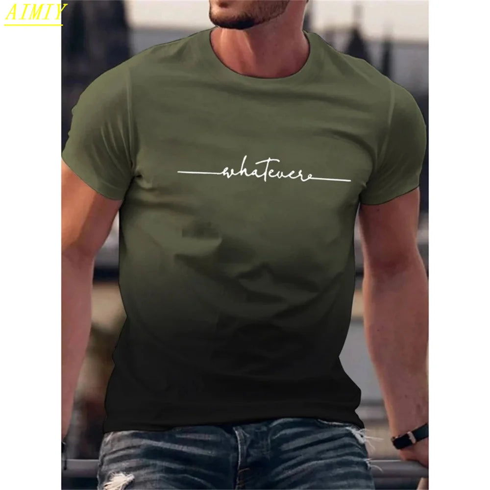 Fashion Summer 3D Stripe Letter Print Men's T Shirt Hip Hop Trend Harajuku Streetwear Casual O-neck Oversized T-shirts Men Tops - Ellianto fashion Men's