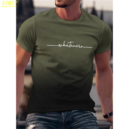 Fashion Summer 3D Stripe Letter Print Men's T Shirt Hip Hop Trend Harajuku Streetwear Casual O-neck Oversized T-shirts Men Tops - Ellianto fashion Men's