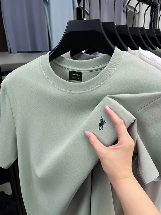 High end brand men's T-shirt 2025summer designer new pony embroidery casual skin friendly breathable round neck short sleeve top - Ellianto fashion Men's