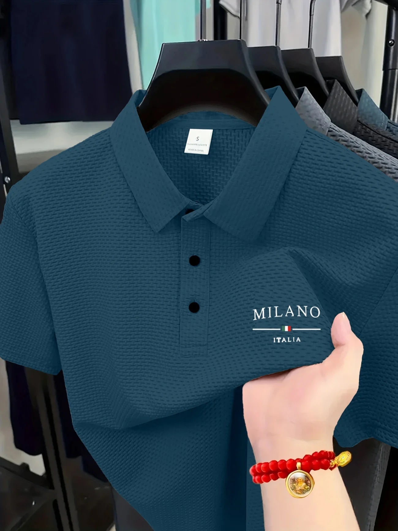 Men's Polo shirt, summer thin lapel short-sleeved, fashionable printed S314MILANO youth casual versatile top - Ellianto fashion Men's