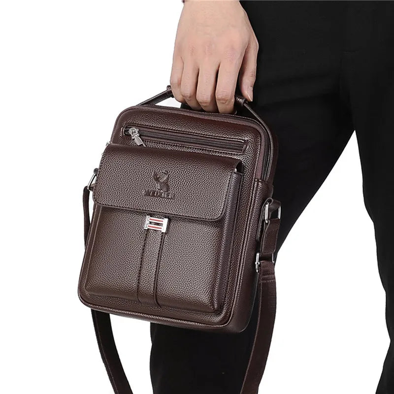 Men's Genuine Leather Crossbody Shoulder Bags High quality Tote Fashion Business Man Messenger Bag Leather Bags fanny pack - Ellianto fashion Men's