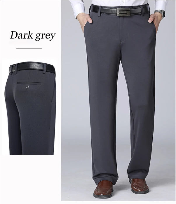 Men's Trousers Summer Thin Business Casual Pants Classic Solid Color Elastic Comfortable Loose Straight Brand Men's Wear - Ellianto fashion Men's