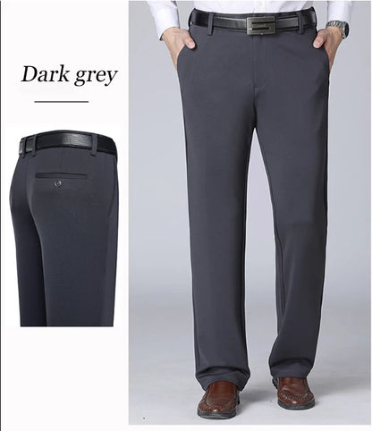 Men's Trousers Summer Thin Business Casual Pants Classic Solid Color Elastic Comfortable Loose Straight Brand Men's Wear - Ellianto fashion Men's