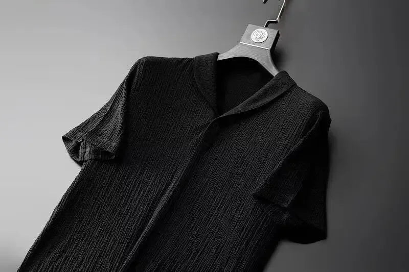 Summer Ultra-thin Five-piece Ice Silk Linen Suit Men's Cotton Linen 2-piece Set Loose-fit Mid-sleeve T-shirt Sports Wear - Ellianto fashion Men's
