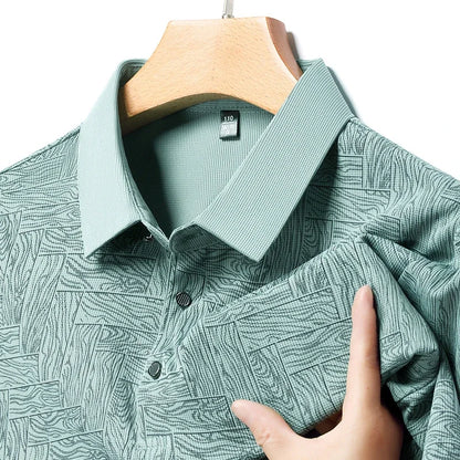 2025Summer New Men's Business Print Short Sleeved POLO Shirt Comfortable and Cool Casual Fashion T-shirt - Ellianto fashion Men's
