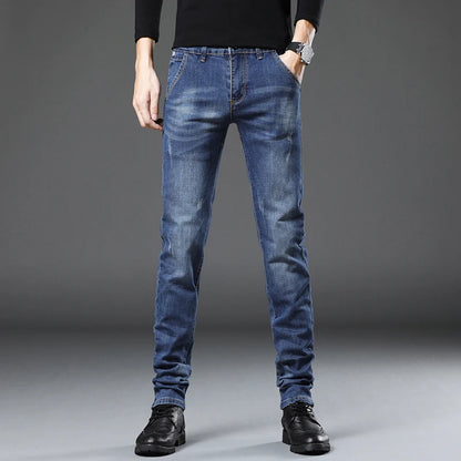 Korean Tight trousers four season Fashion Men Slim Fit Jeans Trendy Stretch denim Casual Cotton Small Legs Men's Pencil Pants - Ellianto fashion Men's