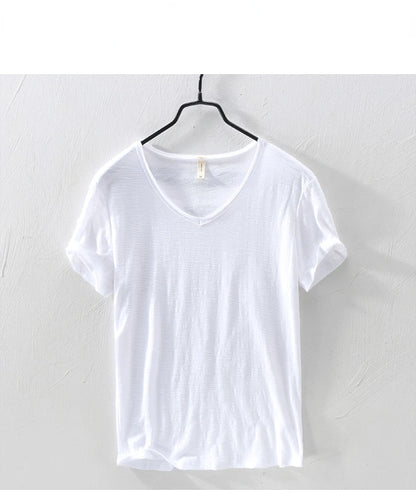 New Mens T Shirt Pure Color V Collar Short Sleeved Tops Tees Men T-Shirt 10colors slim Man T-Shirts Fitness For Male Clothes - Ellianto fashion Men's