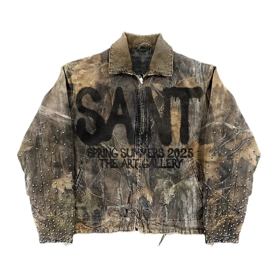 Streetwear Vintage Camouflage Jacket Y2K Clothes Men Women Hip Hop Alphabet Patch Embroidery Oversized Jackets Casual Rock Coats - Ellianto fashion Men's