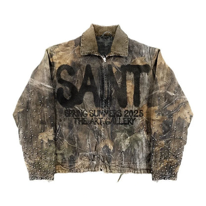Streetwear Vintage Camouflage Jacket Y2K Clothes Men Women Hip Hop Alphabet Patch Embroidery Oversized Jackets Casual Rock Coats - Ellianto fashion Men's