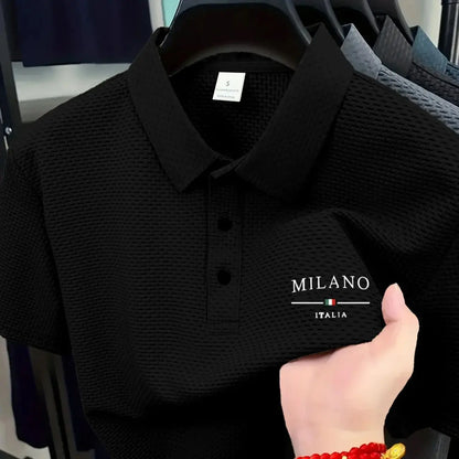 Men's Polo shirt, summer thin lapel short-sleeved, fashionable printed S314MILANO youth casual versatile top - Ellianto fashion Men's