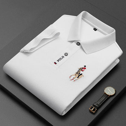 Brand Embroidered Men's Pure Cotton Popsicle Cotton Short Sleeved Polo Shirt Summer New Business Casual Breathable Men's Top 4xl - Ellianto fashion Men's