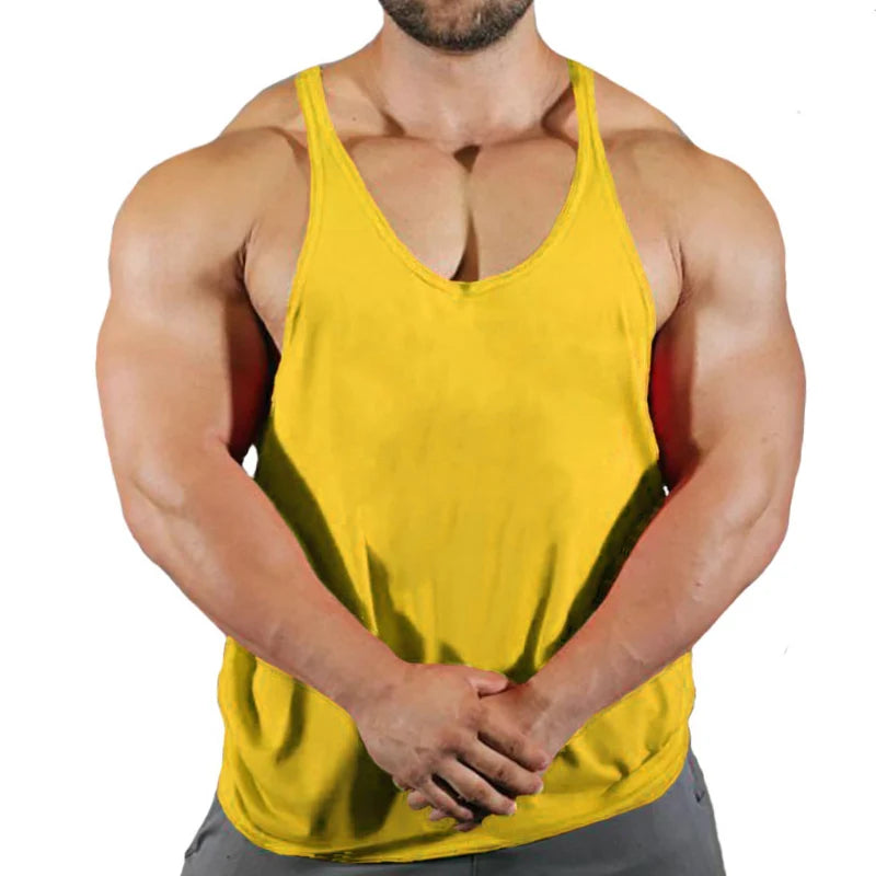 Men's Basic Solid Color Cotton Tank Tops Sleeveless Y-Back Vest Gym Muscle Training Athletic Workout Undershirt Activewear - Ellianto fashion Men's