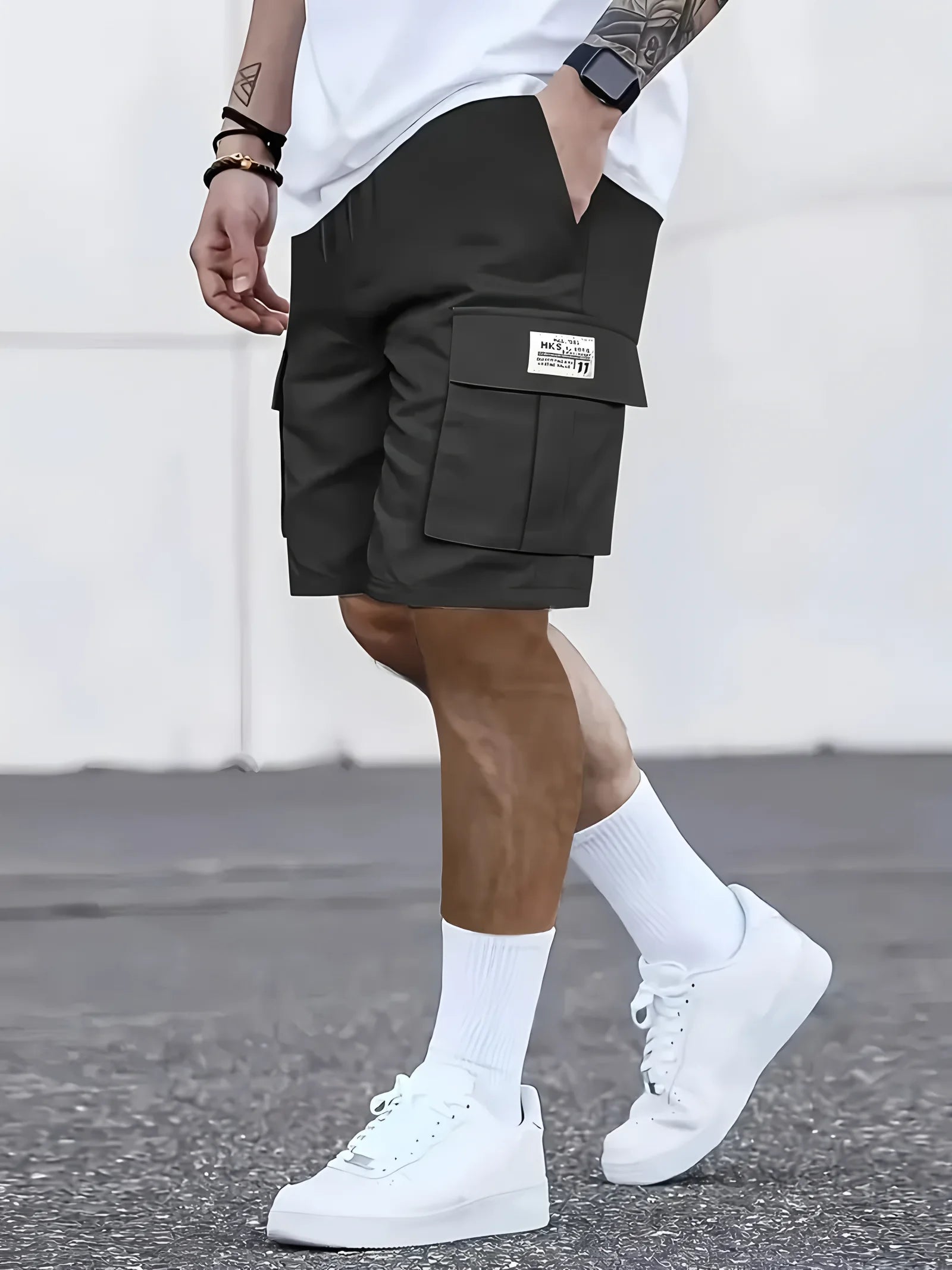 Men's work shorts; summer comfort; multi-pocket; outdoor leisure sport beach pants; elastic waistband - Ellianto fashion Men's