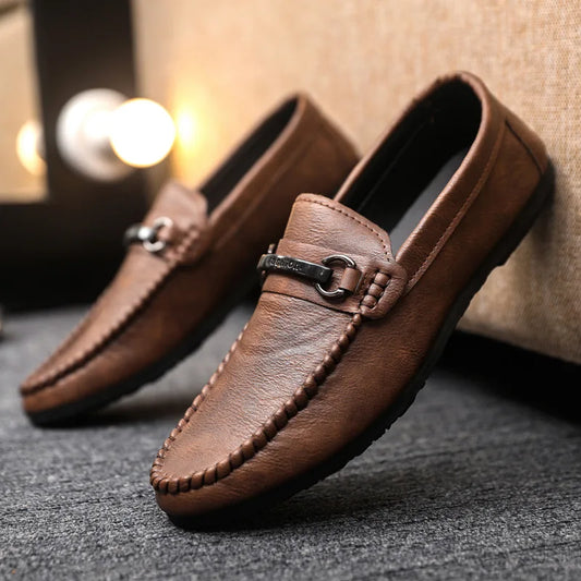 High Quality Leather Men Casual Shoes Comfortable Light Men Loafers Formal Men Dress Shoes Breathable Slip on Men Driving Shoes - Ellianto fashion Men's