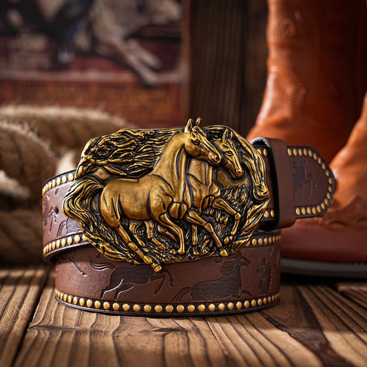 Casual, individual and retro belts, Western-style clothing accessories, metal buckles, PU belts, suitable for both men - Ellianto fashion Men's