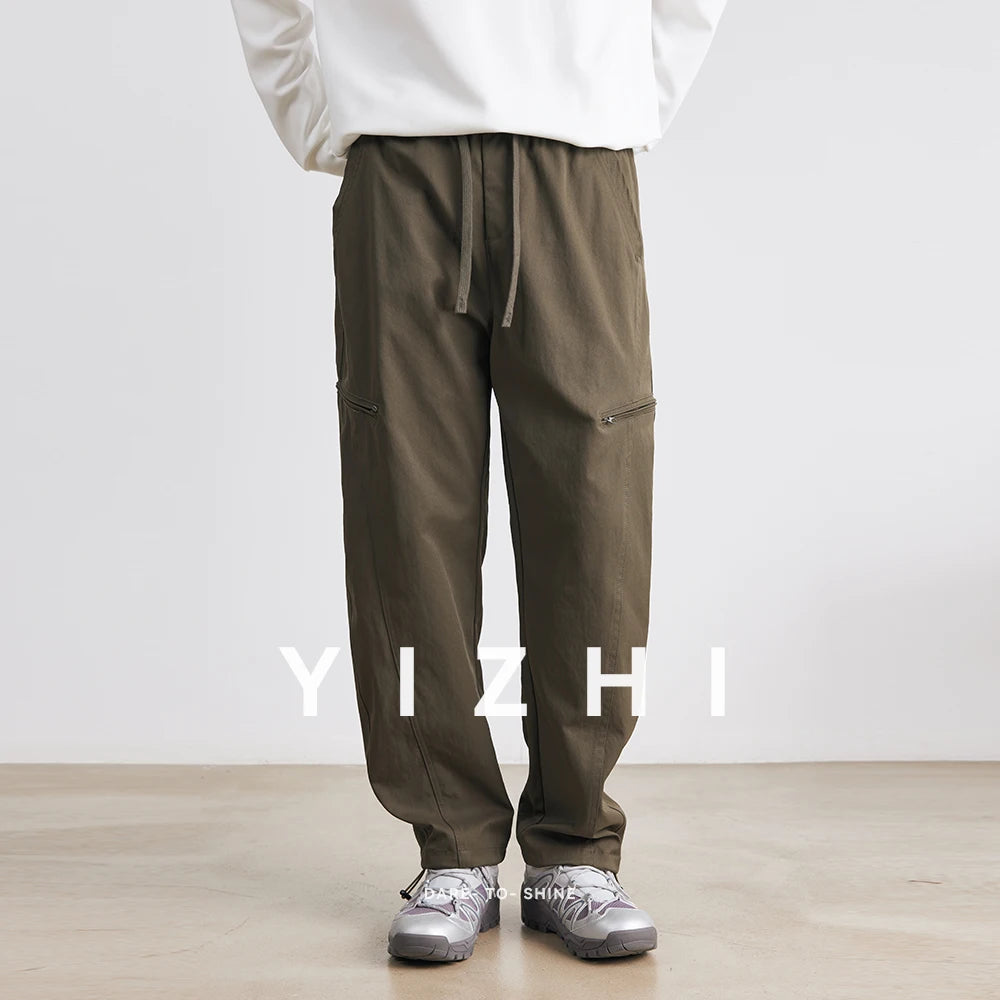 Men's American Overalls Spring and Autumn 2025 New Slim Scimitar Pants All-match Drawstring Casual Pants Wide-leg Pants - Ellianto fashion Men's
