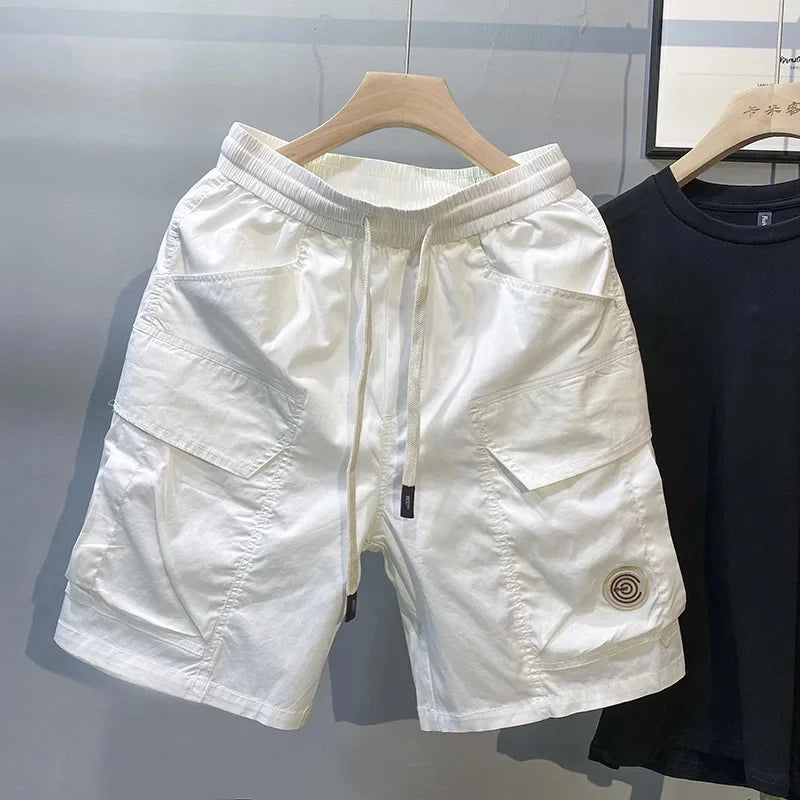 2025 Summer New Men's Workwear Thin Shorts Trendy Elastic Waist Straight-Leg Casual Pants Versatile For Various Occasions - Ellianto fashion Men's
