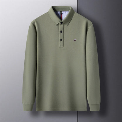 2025 New Men's Casual and Fashionable Embroidered Long Sleeved Polo Shirt Comfortable Breathable and Versatile Summer Top - Ellianto fashion Men's
