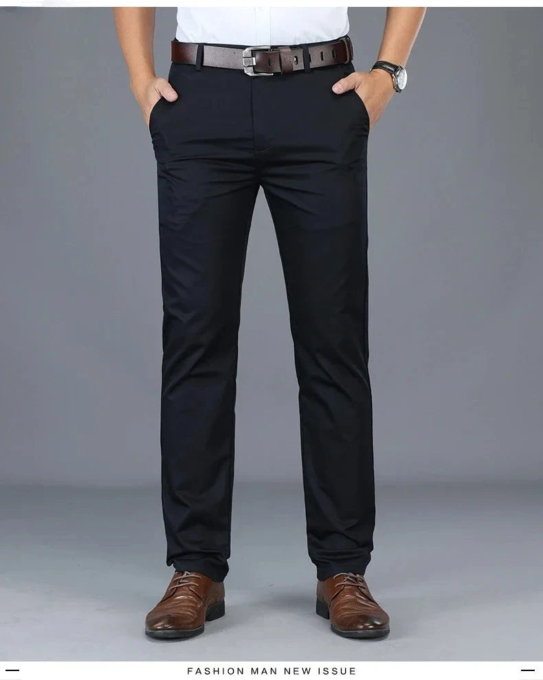 Classic Casual Pants Mens Clothing Straight Business Green Black Khaki Trousers Comfortable Male Brand Clothing 2025 - Ellianto fashion Men's