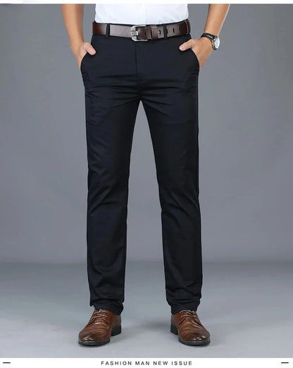 Classic Casual Pants Mens Clothing Straight Business Green Black Khaki Trousers Comfortable Male Brand Clothing 2025 - Ellianto fashion Men's