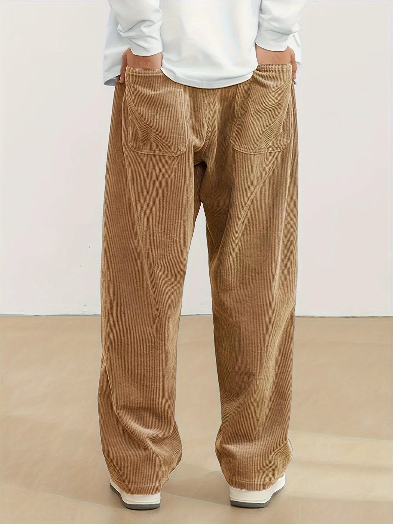 Corduroy pants men clothing Sweatpants Loose-Fit Casual Pants man baggy hosen Regular Length Trousers men cargo pants women - Ellianto fashion Men's