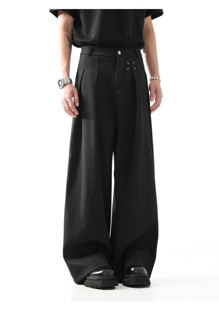 Black Casual Men's Suit Pants Draping Loose Versatile Spring Autumn Seasonal Professional Long Trousers for Male - Ellianto fashion Men's