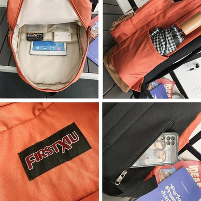 Vintage Woman Backpack Man Large Capacity Waterproof Nylon Travel Bag Preppy Schoolbag for Teenage Boy Girl College Student Bags - Ellianto fashion Men's