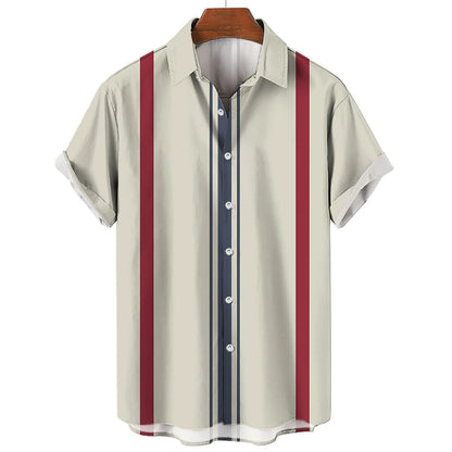 Men's Hawaiian Short Sleeve Shirt Elegant Summer Stripes Print Fashion Casual Social Oversized Y2k Harajuku Luxury Clothing Hot - Ellianto fashion Men's